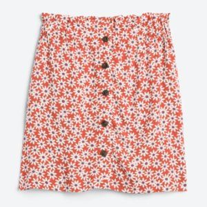 Paperbag Button-Front Mini Skirt in Burnt Orange